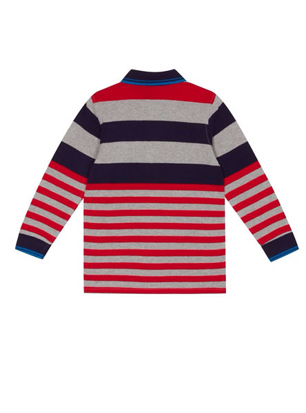 childs red and blue and white striped sweater