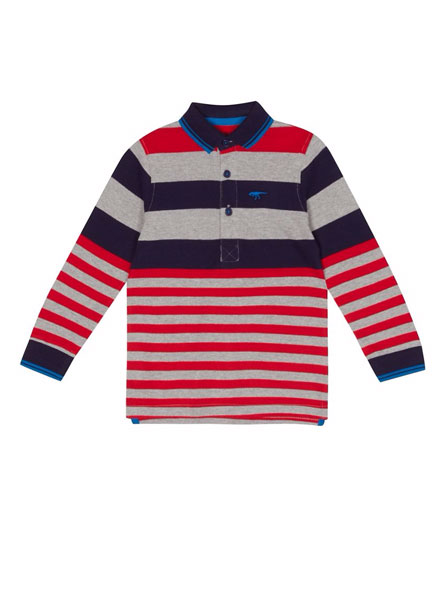 childs red and blue and white striped sweater