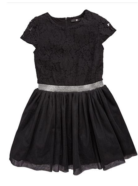 girls short sleeve black dress