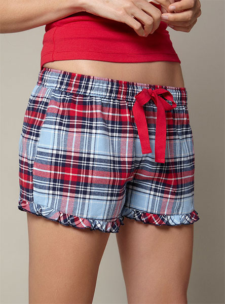 plaid women's sleep shorts