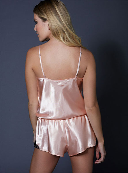 woman in pink teddy night-gown - rear view