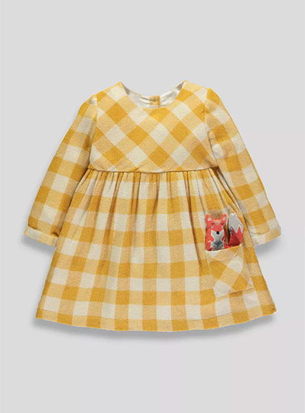 girls yellow plaid dress